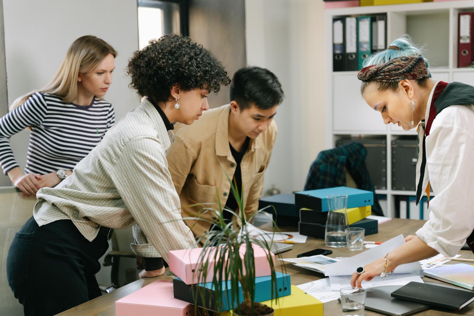 A team designing operations together